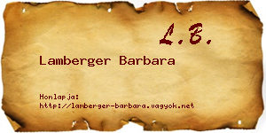 Lamberger Barbara névjegykártya
